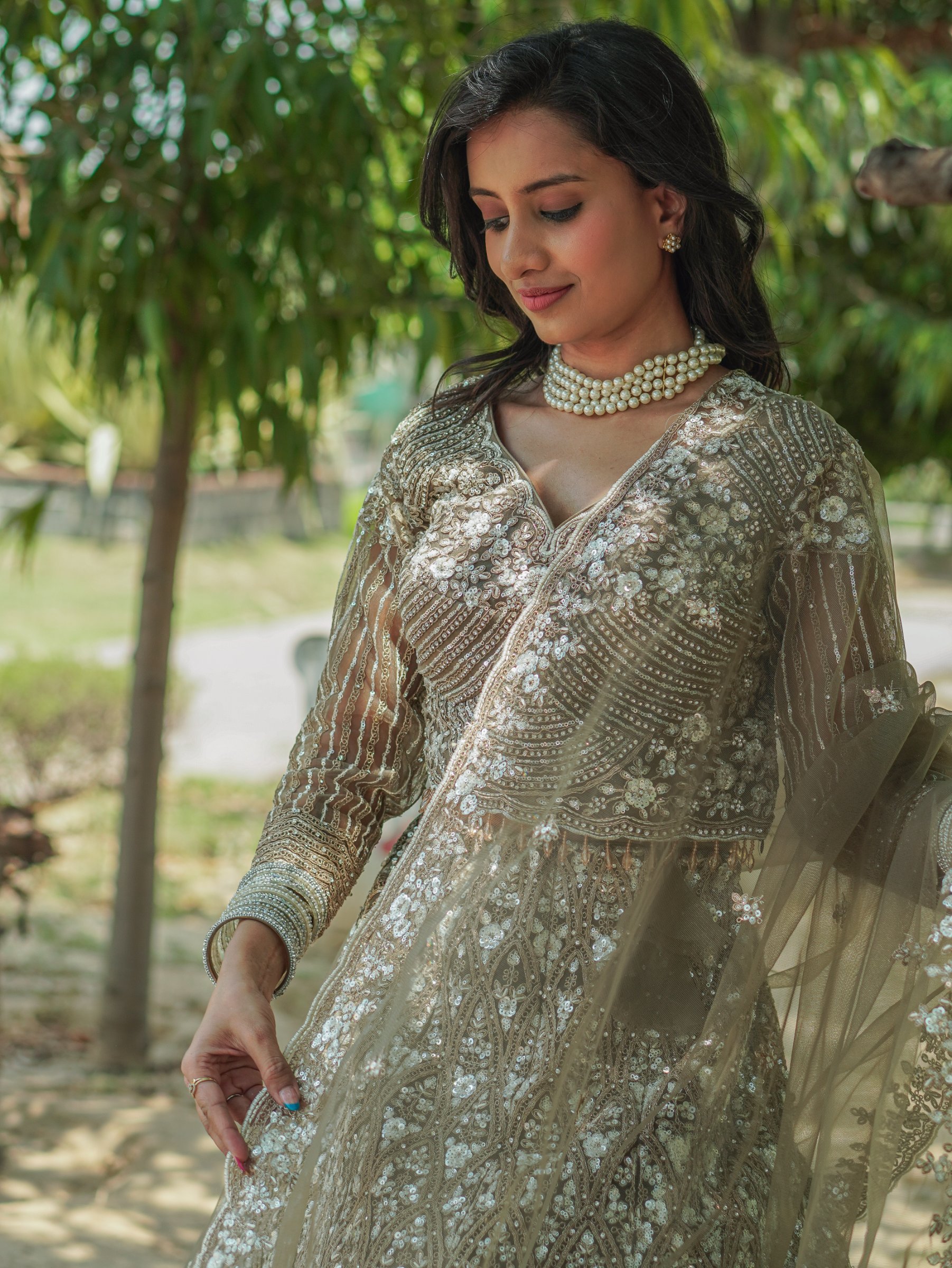 Olive Whisper Embroidered Lehenga – Lehenga by Label Shivaksh, photo 4 of 4