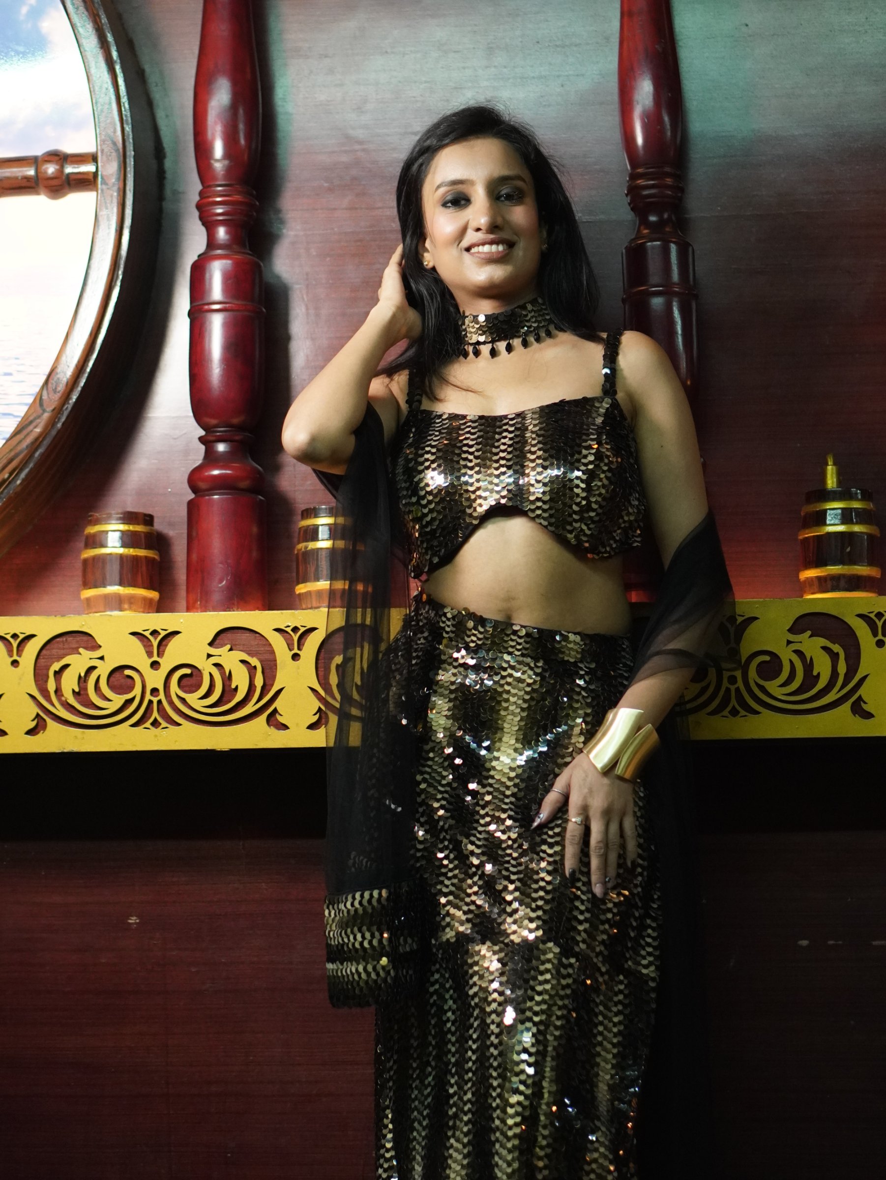Midnight Gold Sparkle Set – Lehenga by Label Shivaksh