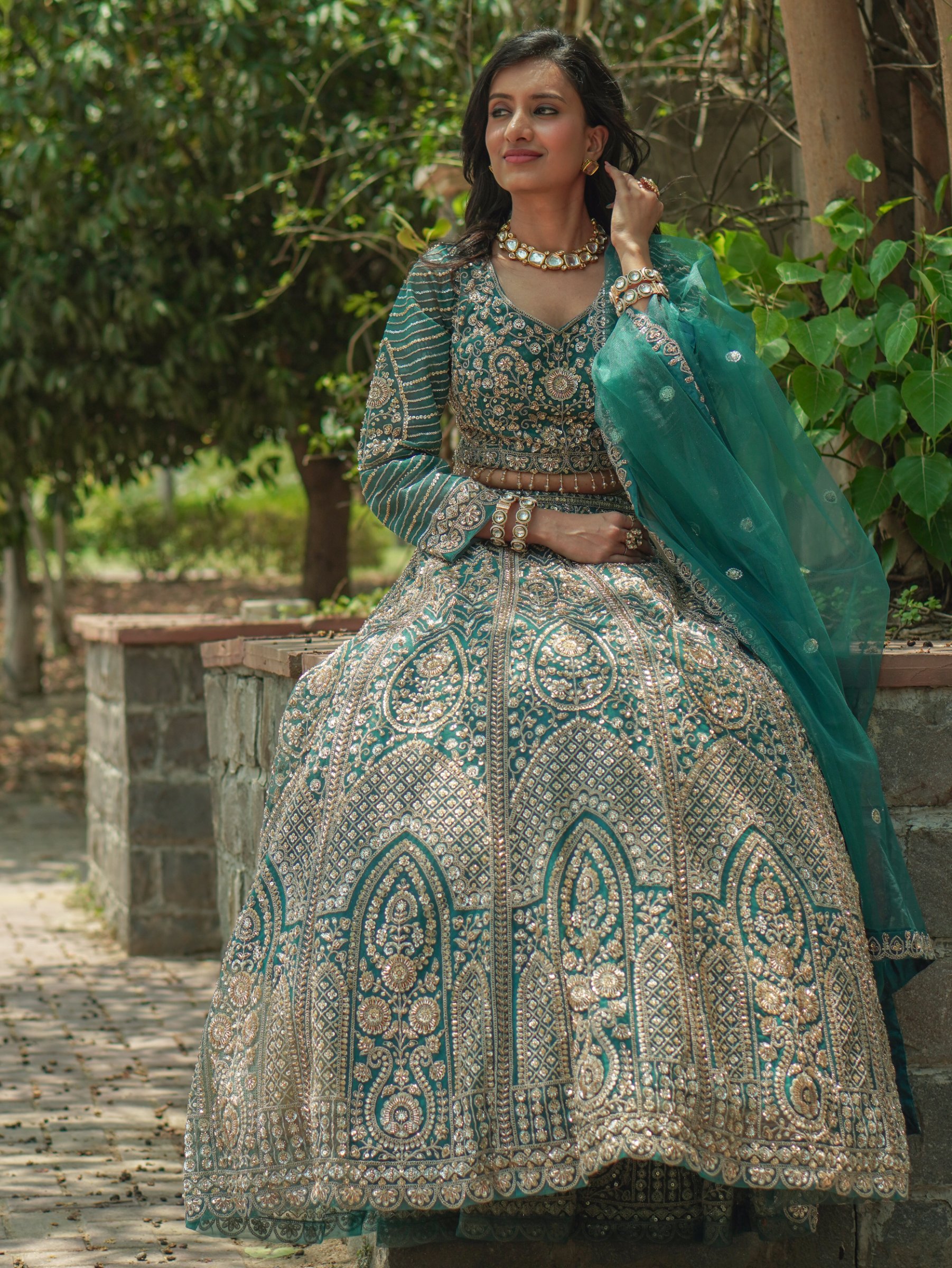 Emerald Opulence Lehenga – Lehenga by Label Shivaksh