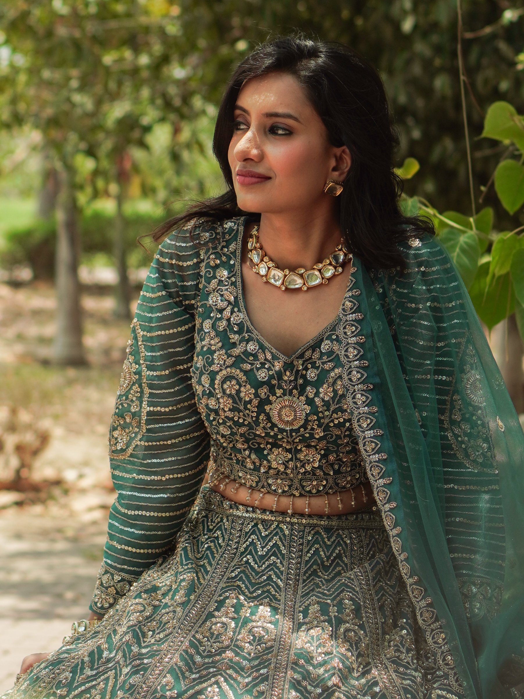 Emerald Opulence Lehenga – Lehenga by Label Shivaksh, photo 2 of 3