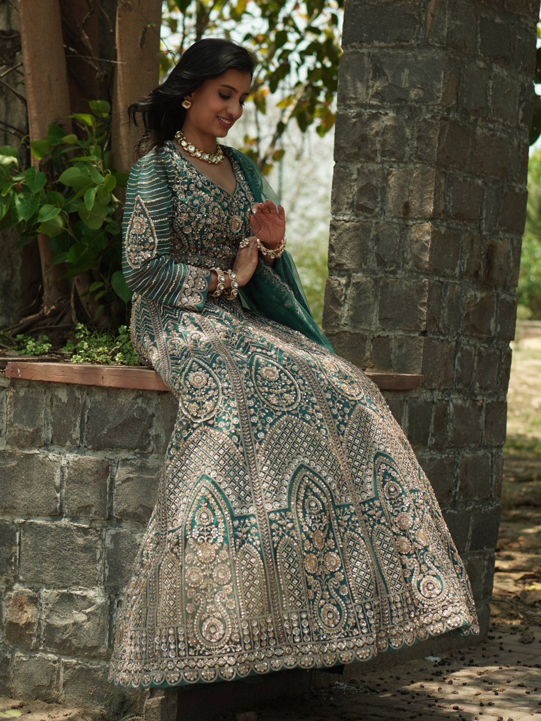 Emerald Opulence Lehenga – Lehenga by Label Shivaksh, photo 3 of 3