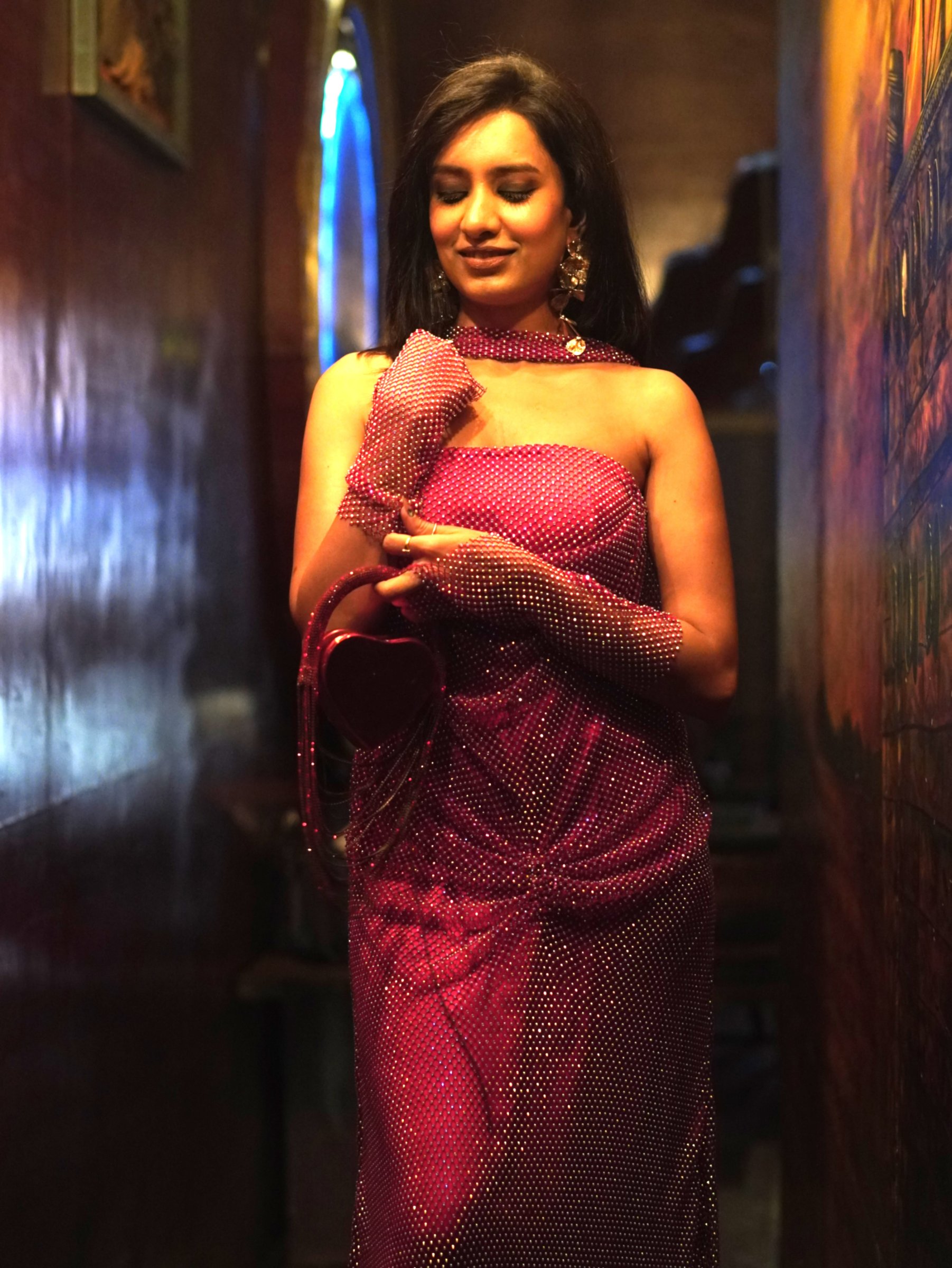 Ruby Glow Drape Gown – Gown by Label Shivaksh