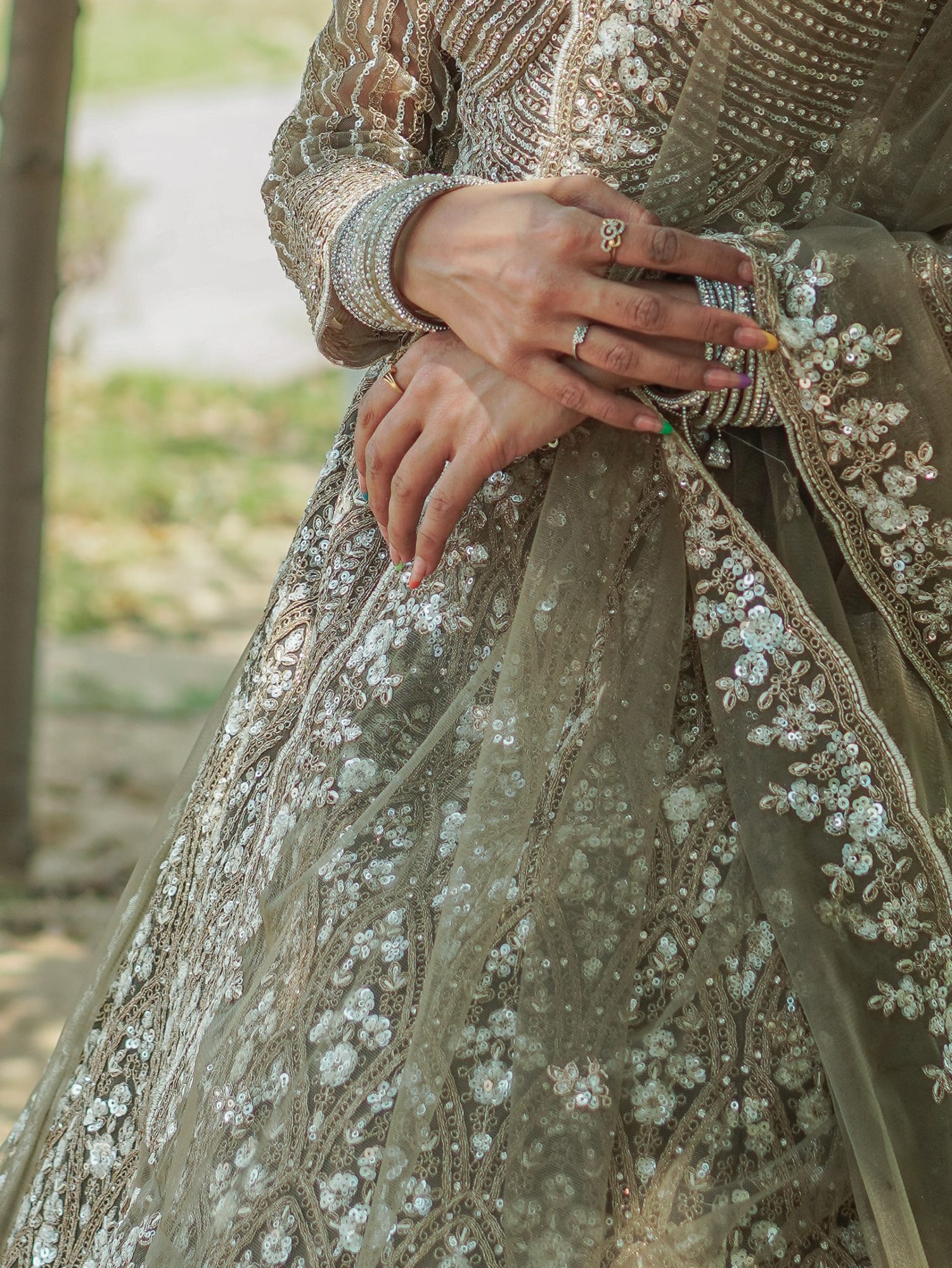 Olive Whisper Embroidered Lehenga – Lehenga by Label Shivaksh