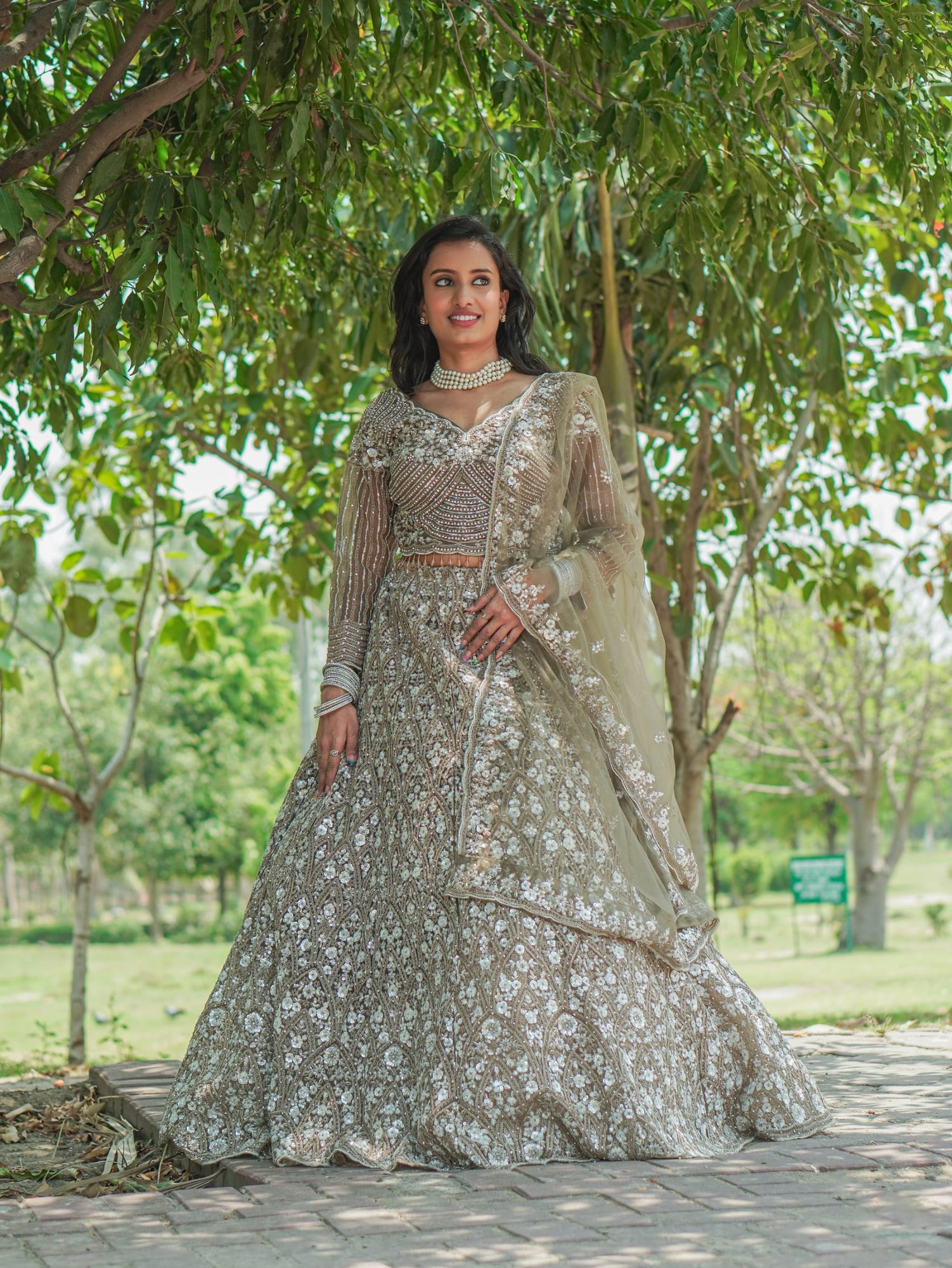 Olive Whisper Embroidered Lehenga – Lehenga by Label Shivaksh, photo 3 of 4