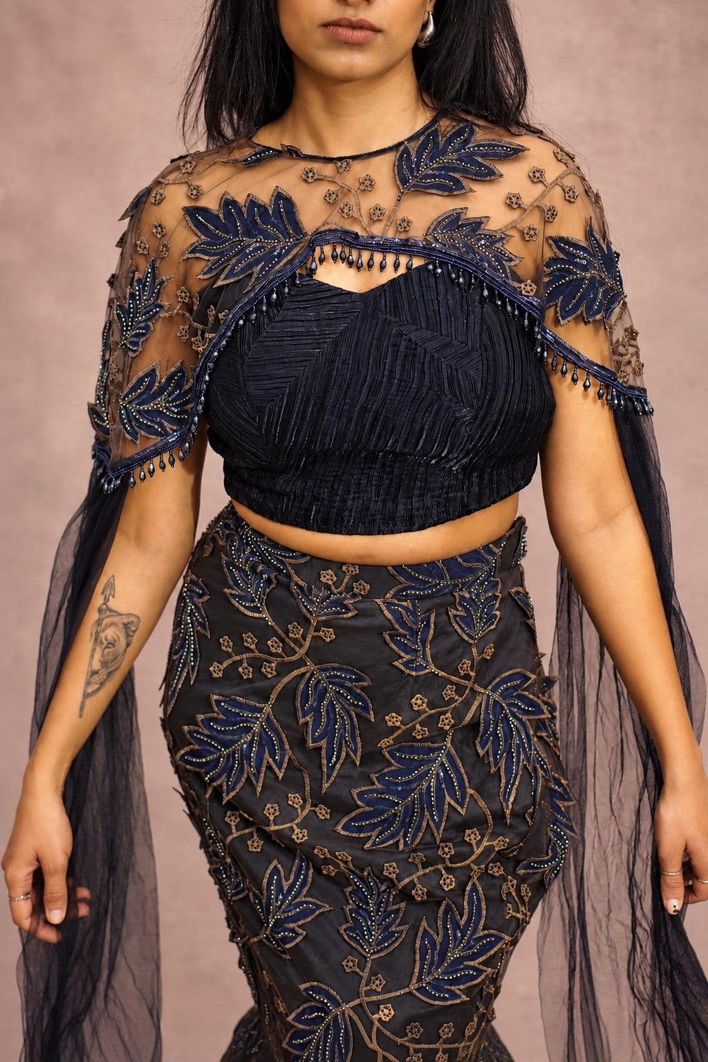 Midnight Botanical Mermaid Set – Lehenga by Label Shivaksh, photo 3 of 4