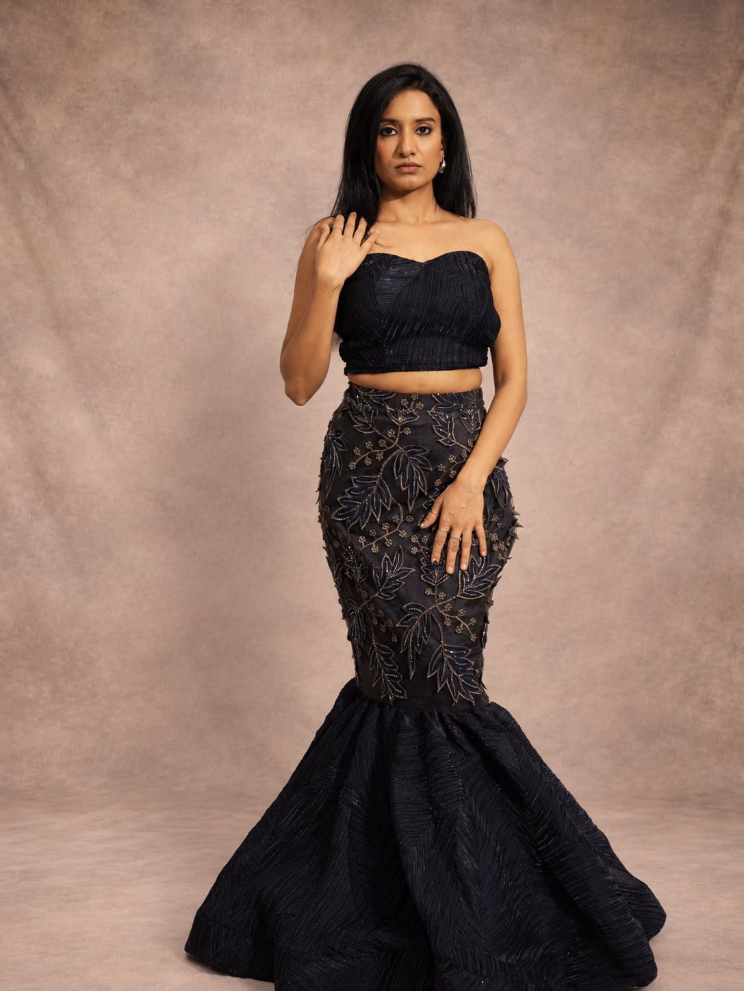 Midnight Botanical Mermaid Set – Lehenga by Label Shivaksh