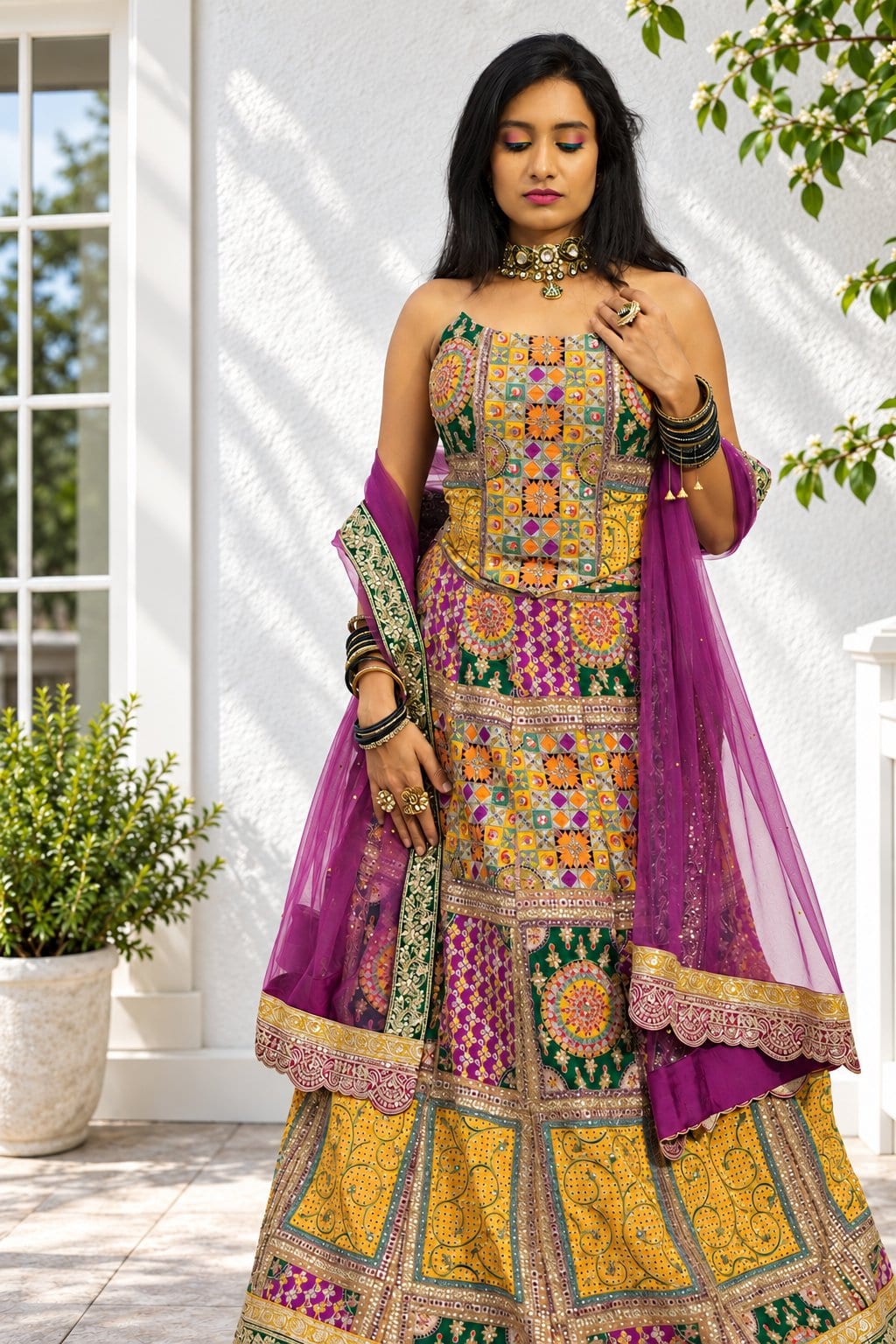 Vibrant Prism Patchwork Lehenga – Lehenga by Label Shivaksh