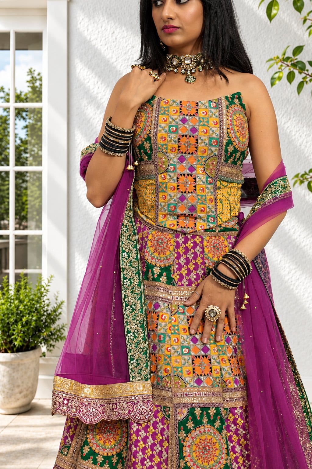 Vibrant Prism Patchwork Lehenga – Lehenga by Label Shivaksh, photo 3 of 4
