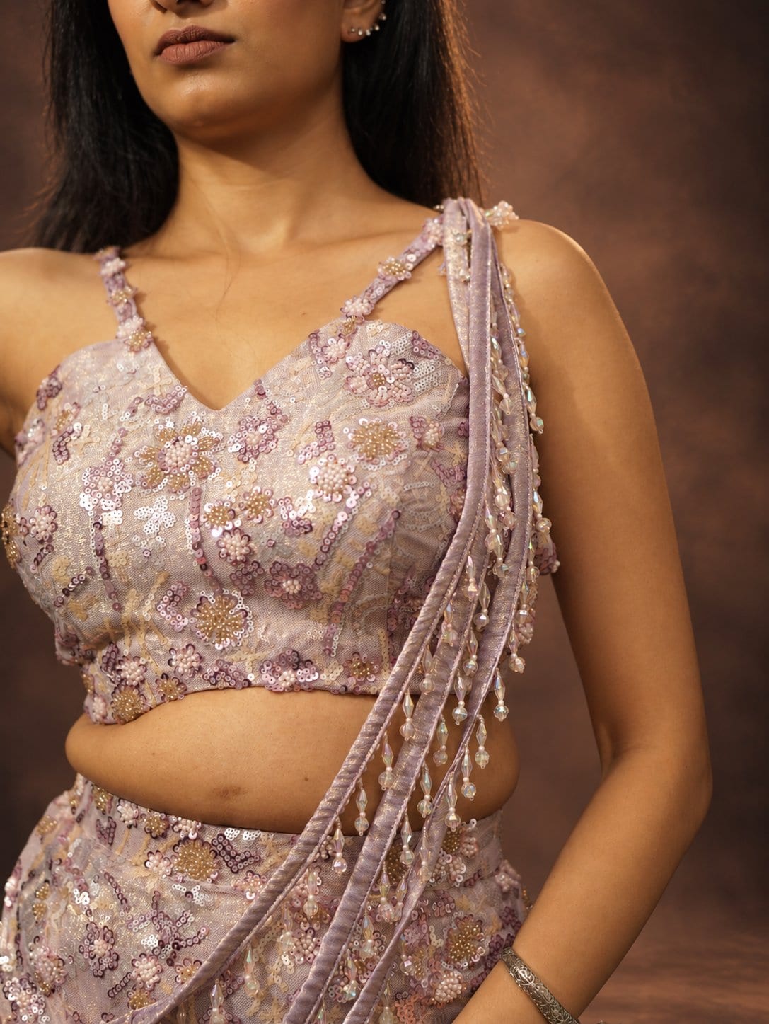 Lilac Luminance Saree-Lehenga – Lehenga by Label Shivaksh, photo 3 of 4